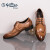 金利来（Goldlion）皮鞋2024春季圆头系带商务正装鞋男士时尚布洛克鞋 黄棕 37 欧码(偏大一码)