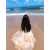 午堇沙滩裙女海边度假长裙法式感三亚旅游穿搭超仙小个子拍照吊带 衬衫+吊带 杏色 S 建议85-95斤
