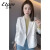 艾格宽松设计感短款西装外套女2024早春秋新款休闲小个子外套 奶白色 M85-106斤
