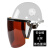 安全帽用防护面罩 电焊面罩烧焊工防护罩脸部面屏防飞溅打磨透明焊帽头戴式 安全帽(白色)+支架+茶色屏