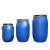 仕必得 法兰桶新料塑料铁箍桶密封桶抱箍桶法兰桶油脂桶废液桶 200L蓝色特厚