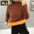 KJ法国保暖内衣女加绒加厚保暖毛衣圆领套头针织韩版修身长袖短款女 焦糖加绒 M(80-105斤)
