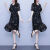 狄西斯雪纺连衣裙女中年妈妈装2024夏季新款薄款宽松遮肚显瘦洋气印花裙 黑色 XL (建议120-135斤)