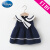 迪士尼女宝宝裙子0-2-3岁4女童夏装1婴儿学院风衣服洋气6个月女童 藏蓝色连衣裙(棉) 73cm