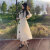 映雯森系连衣裙少女夏装2024新款初中高中学生甜美温柔公主雪纺长裙子 米白色 S (建议80-95斤)