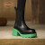 鞋柜（shoebox）达芙妮集团旗下马丁靴女2024年拼色新款高跟烟管潮流厚底烟筒切尔 绿色 36