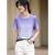 卡萨罗澳品牌渐变印花设计短袖T恤女2024夏季新款不对称宽松显瘦遮肉上衣 紫色渐变 L 115斤-125斤