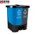 集华世 新国标带盖脚踏式双桶分类垃圾桶【60L绿色+灰色】JHS-0016