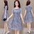 wsng雪纺连衣裙女夏2021年夏季新款短袖小个子矮中年ma妈装夏天裙子 蓝色连衣裙 2XL (125-135斤)