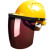 电焊面罩安全帽式防护面罩面屏电焊面具防冲击防迸溅焊工面屏防油溅面屏 （茶色）面罩+三筋透气安全帽（黄色）