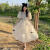 现宝莲适合高中大学生夏天穿的公主裙蓬蓬裙小个子森系连衣裙少女夏装20 米白色 XL (建议119-130斤)