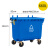 660L大型户外垃圾桶大号商用保洁清运垃圾车手推大容量环卫垃圾箱 蓝色660L特厚/无盖(分类标) 铁柄/可回收物