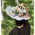 绿野客折叠扇子帽供应时尚扇子帽两用竹子遮阳折扇帽子旅游防晒帽易携带 花开富贵小鸟 均码