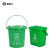 捷诺立（JNL) L61001手提垃圾桶分类厨房商用带漏网有盖大号 圆形手提桶绿色带漏网15L绿色