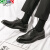 卡帝乐鳄鱼（CARTELO）品牌棕色皮鞋尖头男士商务正装休闲真皮鞋英伦潮流韩版内增高鞋 黑色（内增高） 45