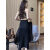 杜香格鱼尾连衣裙长款时尚2023新款夏季套装裙2023新款纯色减龄防嗮 黑色单件上衣 L 90斤-105斤