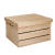 直销家庭多功能带盖收纳木盒储物木箱杂物玩具整理道具木筐实 原木色 大号42*31*24cm