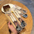 翼荏刀叉套装 可爱餐具筷子叉子勺子套装三件套儿童汤勺高颜值不锈钢 猫爪白两件套 -勺子叉子