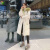 花岚娜（HUALANNA）羽绒棉服女中长款新款冬装加厚棉袄韩版宽松撞色大毛领棉衣外套潮 黑色 XS85-100