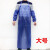 PVC围裙 防水放油透明围裙加厚厨房食堂水产工厂女简约加长耐围腰 蓝色大号围裙加袖套一套