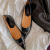CAT AI TATA2024新款设计感小香风单鞋尖头拼色链条浅口懒人鞋金色一脚蹬女鞋 红色 34