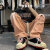 菲尼东爵（FNAADOOG）浅棕色破洞牛仔裤男夏季薄款美式高街宽松裤子帅气直筒复古休闲裤 棕色 XL