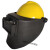 高空作业电焊帽式面罩配安全氩弧焊头戴式焊工卡扣全脸防护 拉簧面罩+ABS安全帽（黄色） +2个镜片 编号9