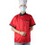 大杨C-001春夏季厨师服短袖上衣 红色 XL码 食堂酒店后厨双排扣透气厨房工装 定制