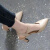 回力瑞时尚包头凉鞋女尖头2024年夏季新款女鞋粗跟鞋子软皮高跟鞋 米白色 34