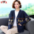 雅鹿品牌23秋冬新款含羊绒开衫女短款长袖V领针织毛衣加厚减龄外套 黑色 3XL