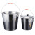 不锈钢水桶手提式304 提桶油桶储水加厚食堂铁皮桶带盖提水桶 特厚30cm10升水桶带盖 送水勺