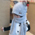 趣士多韩版亲子男女儿童帽子围巾手套三件一体套装秋冬季保暖加厚围脖帽 大拇指款-灰色 中童(5-8岁)