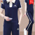 啄木鸟休闲运动服套装女士夏2024新款时尚减龄搭配中老年妈妈女装两件套 宝蓝色 M(建议100斤以内)