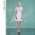 BONVIER2024夏季新品高腰优雅白色A字裙法式拼接蕾丝连衣裙6387 白色 S
