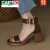 卡帝乐鳄鱼（CARTELO）一字带高跟凉鞋女夏外穿2024新款夏季女鞋粗跟包跟棕色复古鞋子女 棕色 38