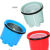 加厚拖把甩干桶通用手压拖把甩脱水旋转拖把桶水桶篮单桶单筒 红色+不锈钢蓝