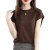 颖尚墨短袖T恤女 2023夏新款女装韩版休闲轻薄针织冰丝小衫气质纯色上衣 可可色 M(建议95-105斤)