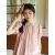 星眉女装套装2024年新款洋气30-40岁夏新中式粉色斜门襟设计感衬衫+半 半身裙 S