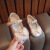 翰亚（HUNGYAR）女童艾莎公主鞋2023新款韩版蝴蝶结女孩子软底单鞋儿童水晶皮鞋 米色 23