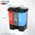 二合一垃圾分类垃圾桶大容量商用带盖大号干湿分离厨房家用脚踏式 60升分类三胞胎桶(蓝红灰)