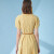 哈吉斯（HAZZYS）黄色短袖连衣裙女士夏季修身显瘦收腰裙子 黄色 40