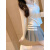 韩善樱新款连衣裙2024夏季女装小香风套装时尚性感显瘦T恤上衣+百褶裙 白衣灰裙 S