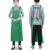 韩版双肩围裙防水防油围腰男耐磨加大围兜女厨房做饭工作服 果绿色 大号115*85+套袖