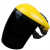 切割机面罩打磨防护罩砂轮机角磨机面部全脸电焊工头戴式护具透明 黄顶面屏灰色 S