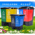 垃圾分类垃圾桶商用学校干湿有害厨余三合一脚踩双桶带盖 40升蓝色可回收+红色有害 送垃