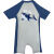 奥特曼儿童连体短袖泳衣2024新款男童可爱帅气鲨鱼防晒速干海边度假套装 螃蟹泳镜 蓝 XL【适合25-35斤】