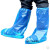 定制靴套加厚防泥塑料徒步防滑高帮一次性防水鞋套长筒工地透明 蓝色橡筋款10只 均码