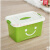 收纳箱塑料特大号衣服储蓄储物箱玩具整理箱有盖收纳盒三件套 新款绿色笑脸 中号手提长35.5宽24高20厘