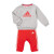 阿迪达斯（Adidas）儿童套装运动圆领长袖卫衣收口长裤婴幼儿灰色红色春秋 红色/灰色 18-24个月