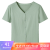 艾路丝婷肌理短袖T恤女2022夏季新款显瘦V领柔软时尚百搭气质上衣55054 豆沙绿 M